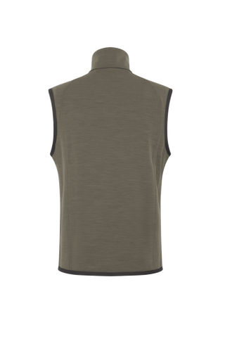 Steppweste für Herren mit Wool Powerstrecht im Rücken Farben Ivy-grün, Rueckansicht.