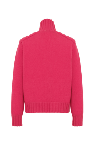 Strickpullover mit Rollkragen pink von hinten