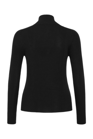 Damen Unterziehshirt Modell 713560 Jean-MV in Schwarz, Rueckansicht aus feinster Merinowolle von Frauenschuh