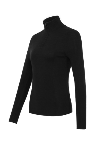 Damen Unterziehshirt Modell 713560 Jean-MV in Schwarz, Seitenansicht, aus feinster Merinowolle von Frauenschuh