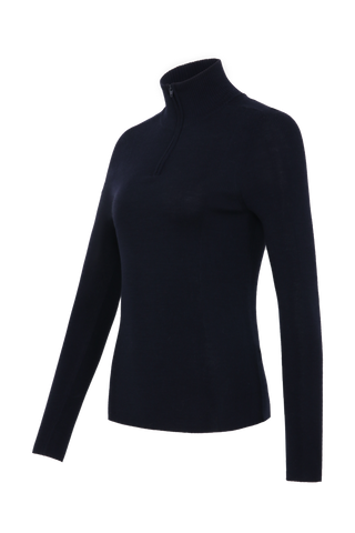 Damen Unterziehshirt Modell 713560 Jean-MV in dunkelblau Seitenansicht, aus feinster Merinowolle von Frauenschuh