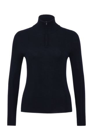 Damen Unterziehshirt Modell 713560 Jean-MV in dunkelblau Vorderansicht, aus feinster Merinowolle von Frauenschuh