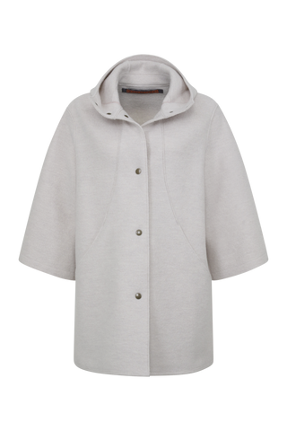 Elegantes Damen-Walkcape Modell 705129 Desiree-CW in den Farben Sandstone, Cashmere und Midnight – gefertigt in Österreich aus feinster Merinowolle