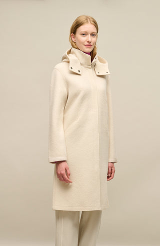 Damen - Walkmantel mit Kapuze, Modell 535129 Ellen-CW in Farbe 1200 Shell– Model Vorderansicht