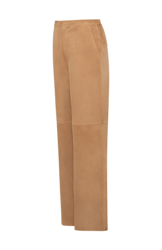 Damenhose aus Veloursleder in Honiggelb – Modell Kati-CV 623693, Seitenansicht frontal