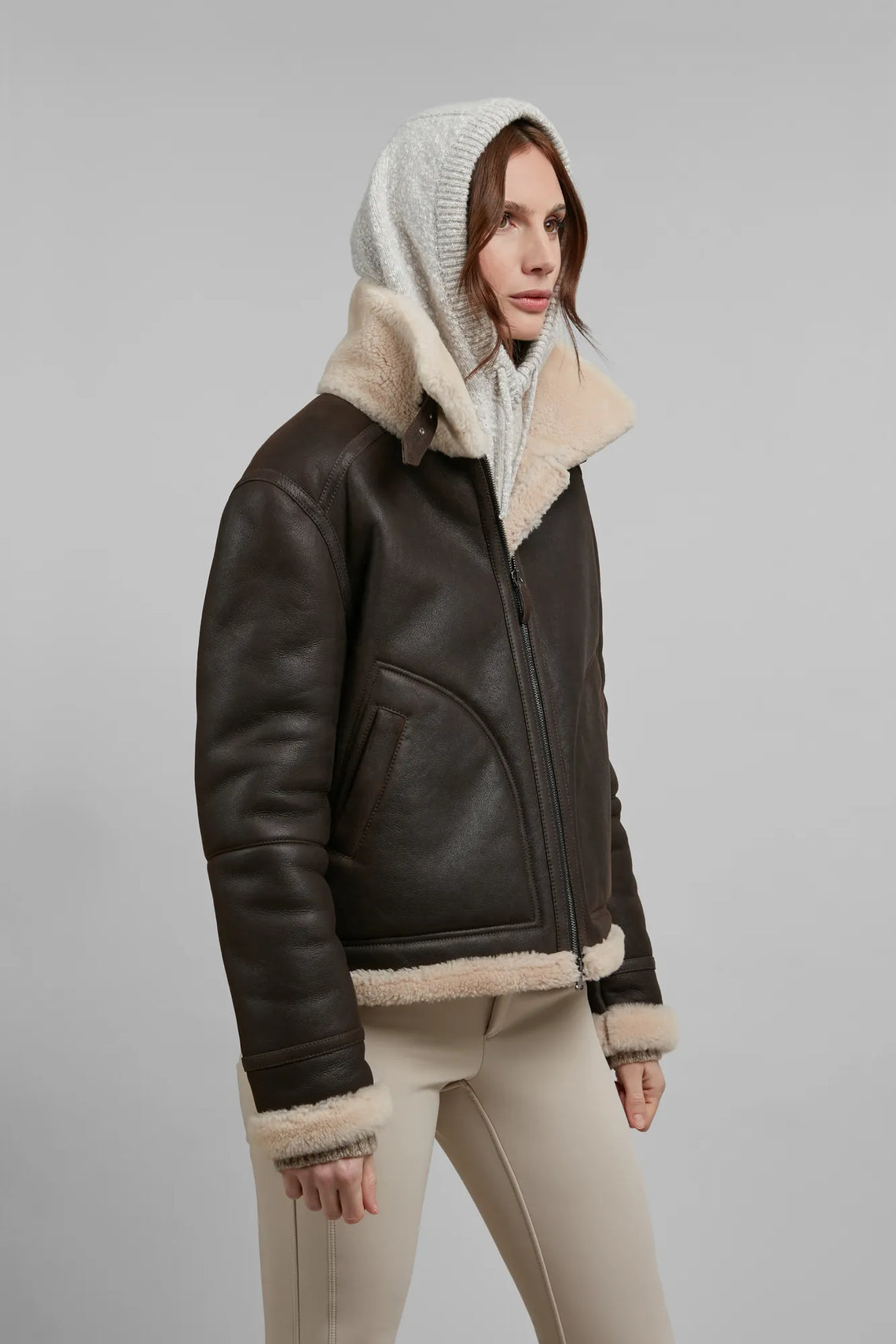 Lammfelljacke im Bikerstil - Miray-MDF
