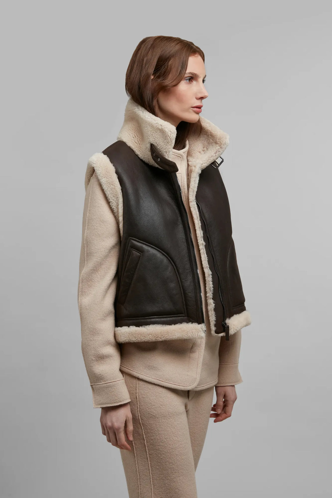 Lambskin vest in biker style - Svenja-MDF