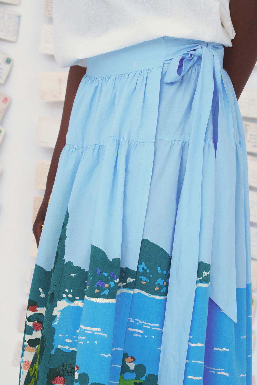 Cotton wrap skirt with Aari embroidery