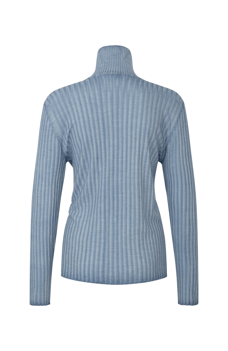 Lockerer Damen-Rollkragenpullover in zartem Himmelblau (Farbe 263-0 Light Sky), Modell 533601 MarleenDyed-RB, aus weicher Baumwollmischung, zeigt die feine Strickstruktur – ideal für gemütliche Frühlingstage