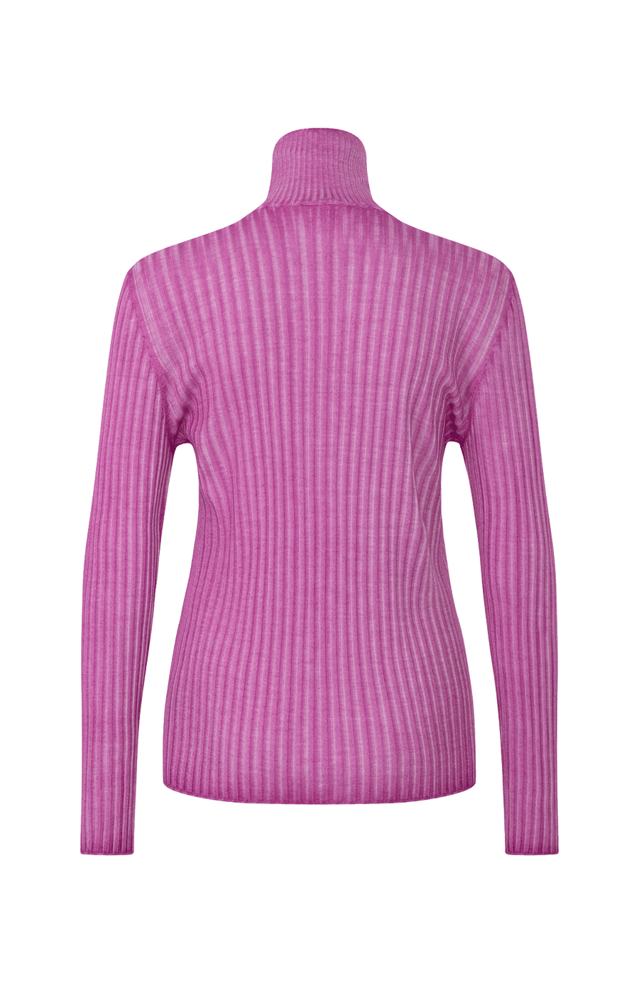 Lockerer Damen-Rollkragenpullover in frischem Mauve (Farbe 261-0 Fresh Mauve), Modell 533601 MarleenDyed-RB, aus weicher Baumwollmischung, zeigt das elegante Design und die feine Strickstruktur – perfekt für alle Jahreszeiten