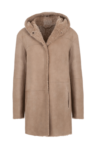 Olivera lambskin cape with hood