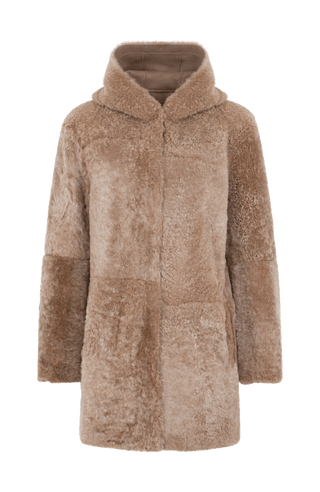 Olivera lambskin cape with hood