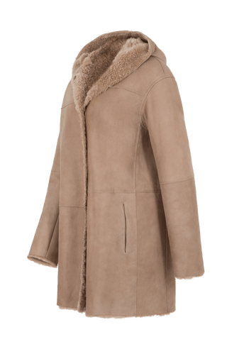 Olivera lambskin cape with hood