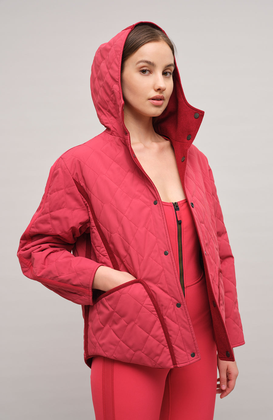 Jacke mit Kapuze aus Loden und Quilt - Joelle