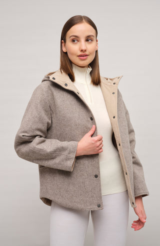 Jacke mit Kapuze aus Loden und Quilt - Joelle