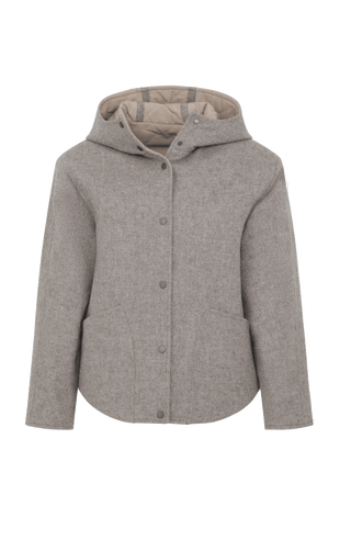 Jacke mit Kapuze aus Loden und Quilt - Joelle