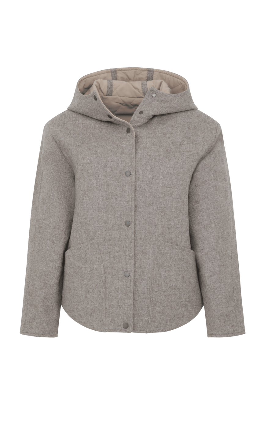 Jacke mit Kapuze aus Loden und Quilt - Joelle