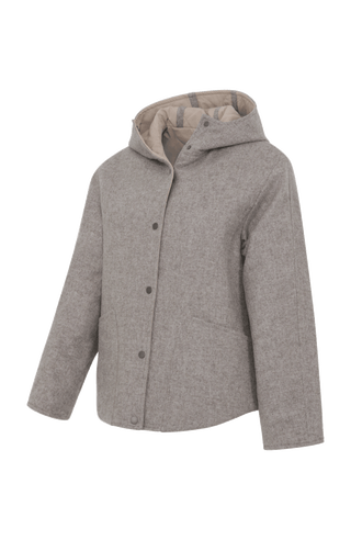 Jacke mit Kapuze aus Loden und Quilt - Joelle