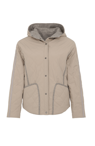 Jacke mit Kapuze aus Loden und Quilt - Joelle