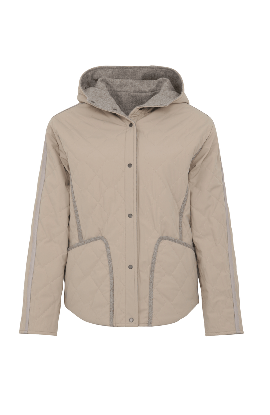 Jacke mit Kapuze aus Loden und Quilt - Joelle