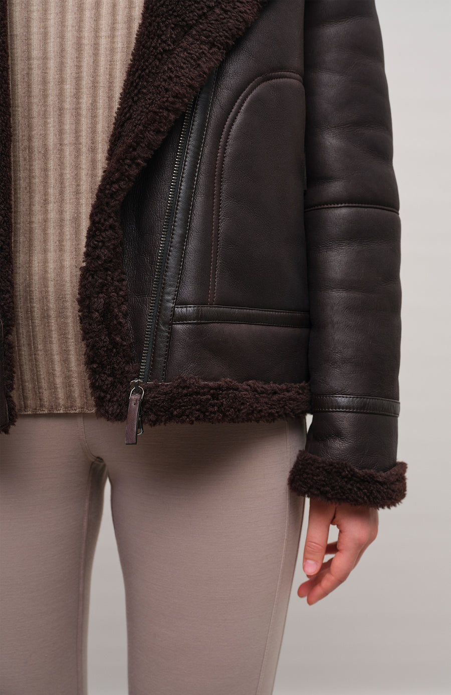 Veste en cuir d'agneau style motard - Norah-MVN