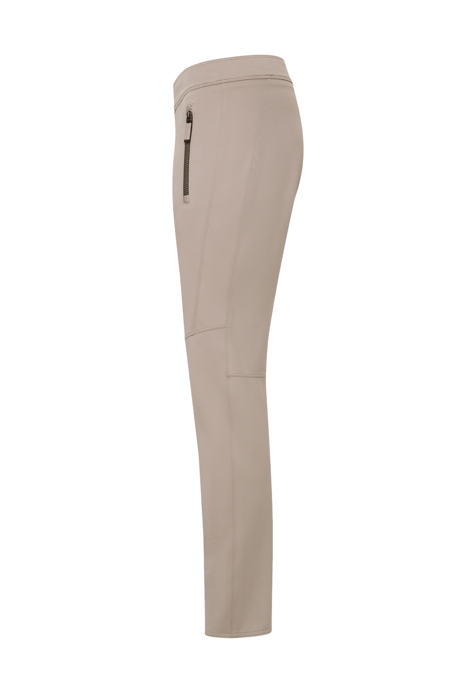 Seitenansicht der Damen-Stretchhose Clio-NP in Cashmere (Farbe 31-0 Cashmere) – sportliche Freizeithose von Frauenschuh, mit elastischem Bund und schmaler Passform, aus weichem Stretchmaterial, ideal für bequeme Freizeitlooks im Frühling und Sommer