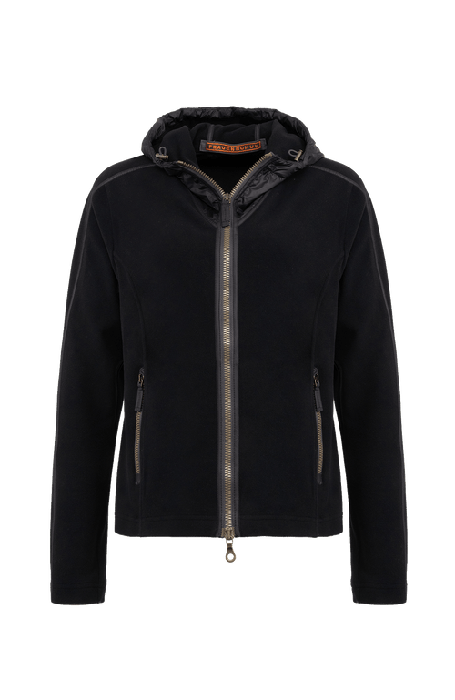 Damenjacke von Frauenschuh, Modell Rania-BF- schwarz –  Vorderansicht, leichte Jacke für Frühling und Sommer, stilvoll und funktional für Alltag und Freizeit.