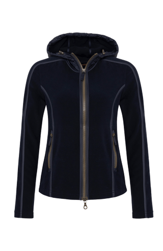 Damenjacke von Frauenschuh, Modell Rania-BF 163-0 in Midnight Blau –  Vorderansicht, leichte Jacke für Frühling und Sommer, stilvoll und funktional für Alltag und Freizeit.