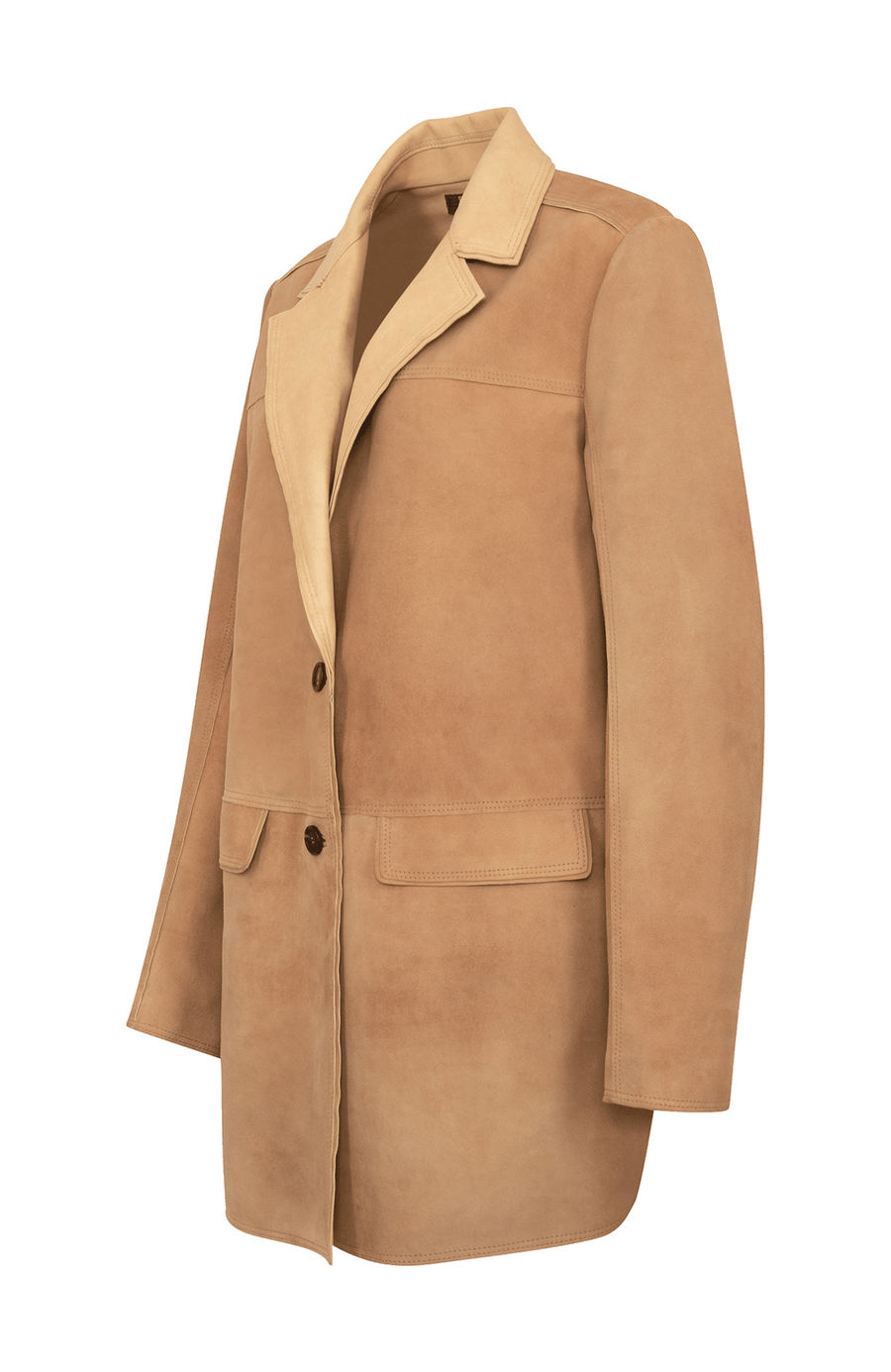 Damen-Halbmantel aus Veloursleder in Honiggelb – Modell Viona-CV 621693, Seitenansicht