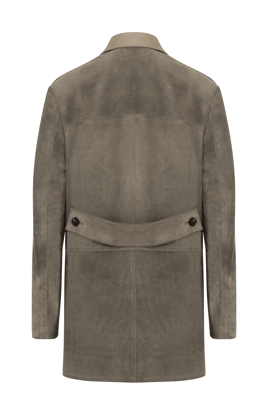 Damen-Halbmantel aus Veloursleder in Olivegrün – Modell Viona-CV 621693, Ruckansicht