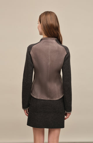 Damen Lederjacke JoyMulti-EL in Farbe Flintstone (1511) – Model Rueckansicht, hochwertiges Design von Frauenschuh