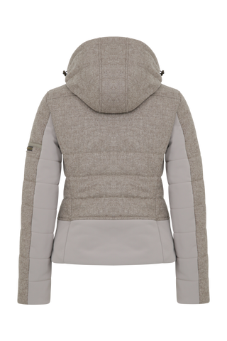 Rueckansicht der Damen Skijacke  Rosalie Multi-S in Farbe Cashmere von Frauenschuh – mit typischen Lodendetails, freigestelltes Produktbild, Made in Austria
