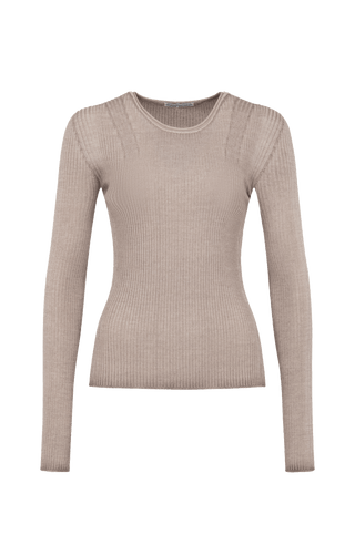 Eng anliegender Damen-Kaschmirpullover mit Rundhalsausschnitt in grün , Modell 640601 AvrilDyed-RB –Vorderansicht Freistellerbild.