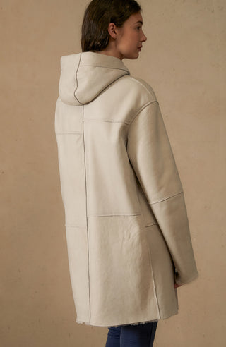 Olivera lambskin cape with hood