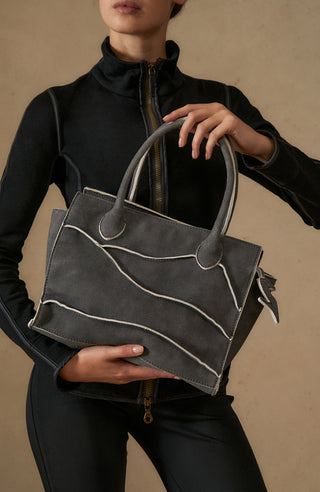 Leather handbag with mountain silhouette - MountainBag-SAG