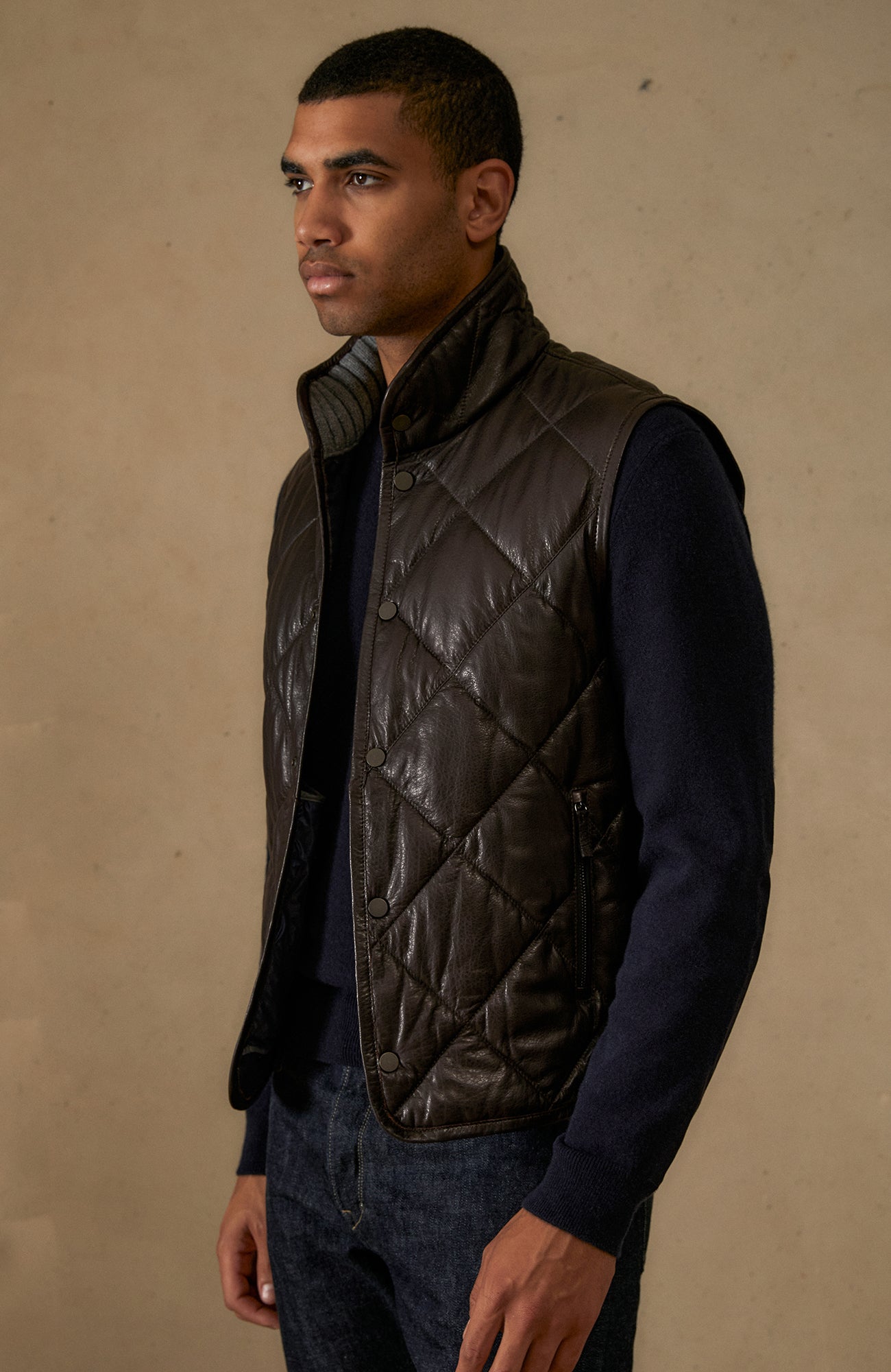 Quilted leather vest on sale mens