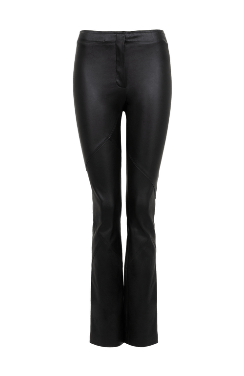 Gerade schwarze Glattlederhose von vorne
