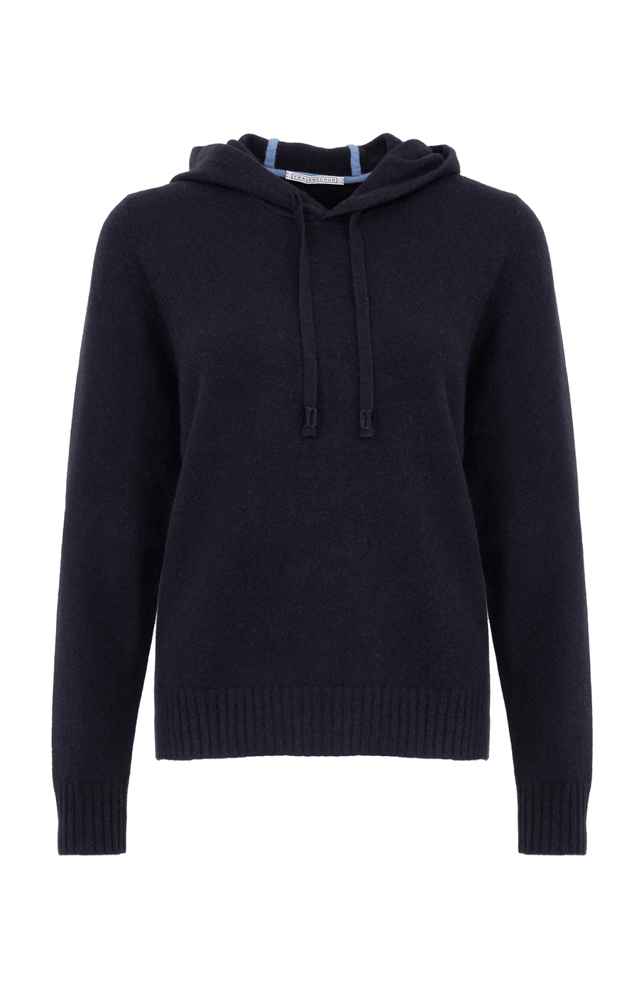 Cashmere Pullover mit Kapuze in dunkelblau von vorne