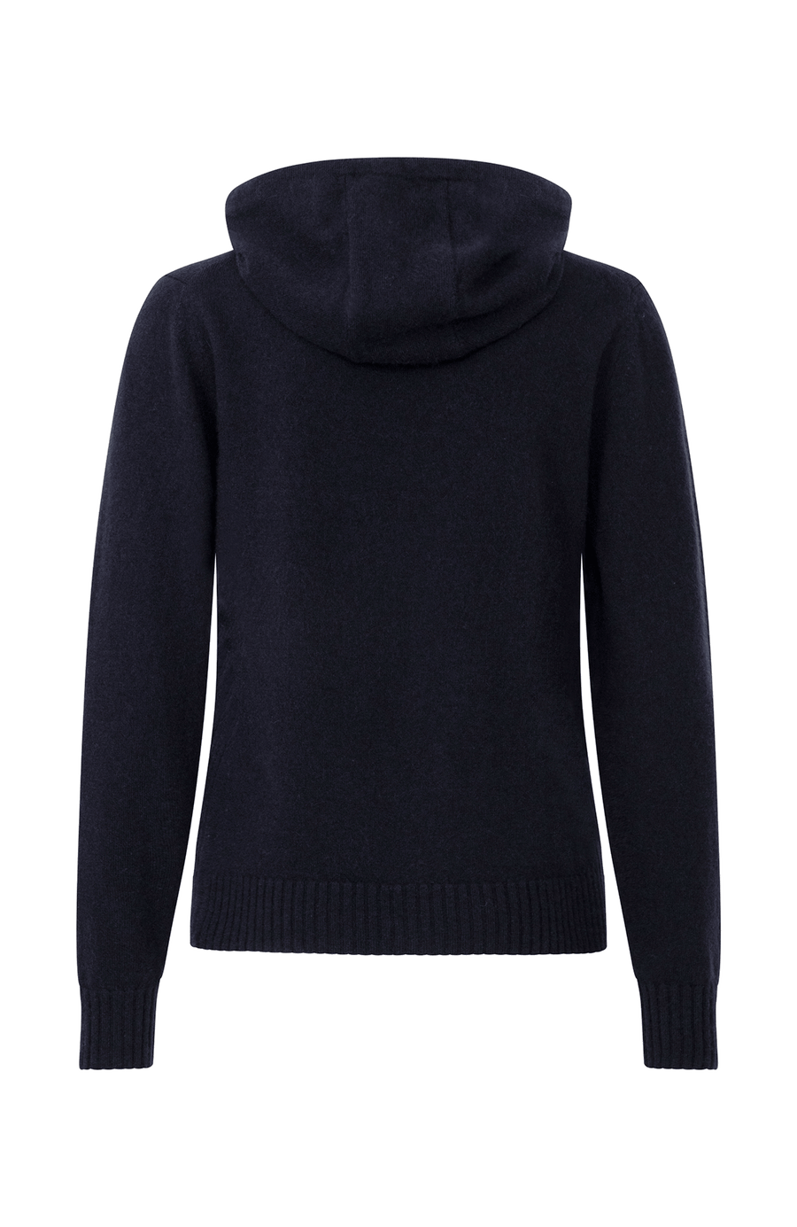 Cashmere Pullover mit Kapuze dunkelblau von hinten
