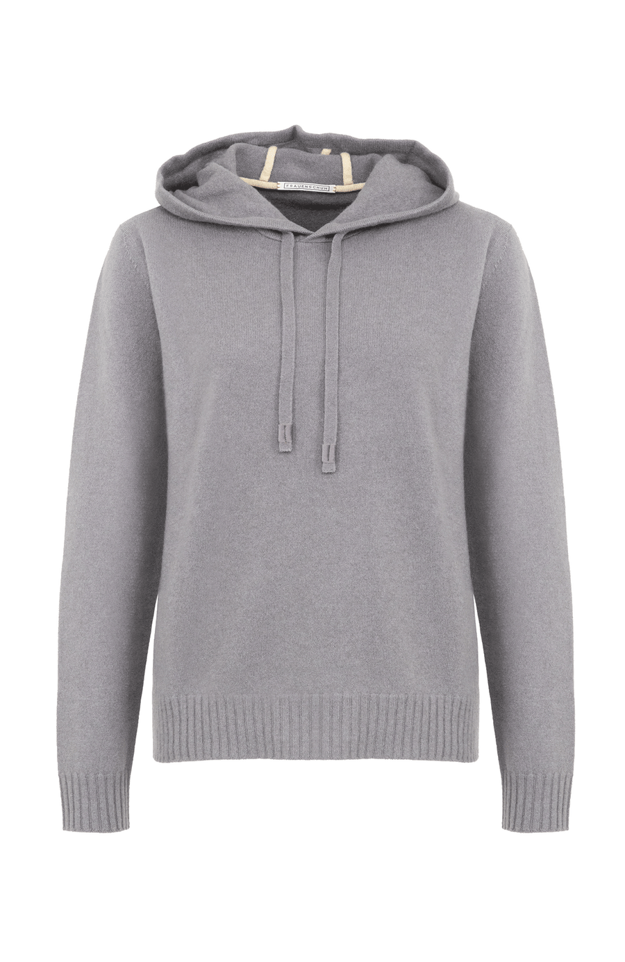 Cashmere Pullover mit Kapuze hellgrau von vorne