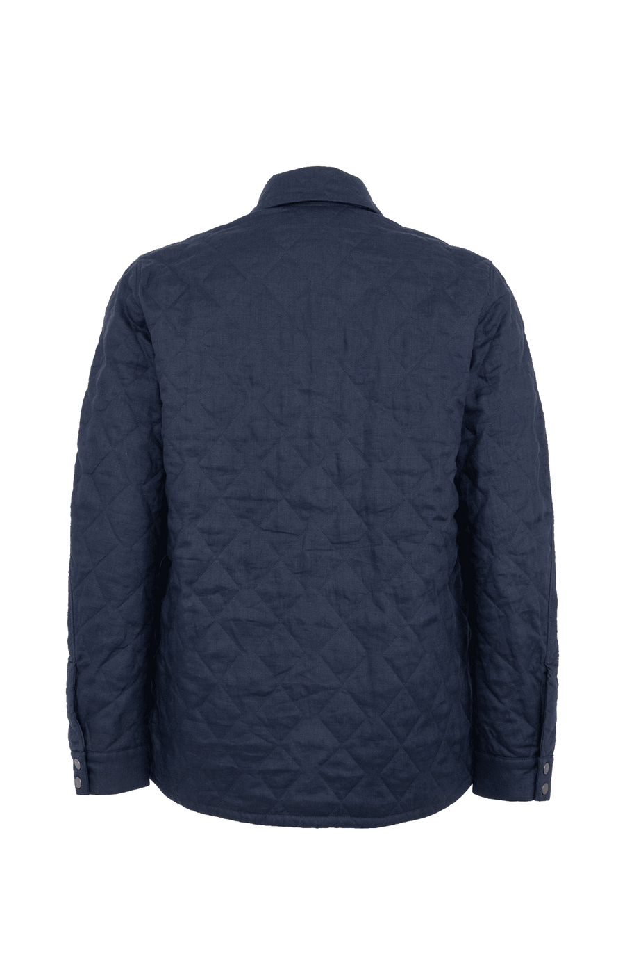dunkelblaue Herren Leinen-Quilt Jacke von hinten