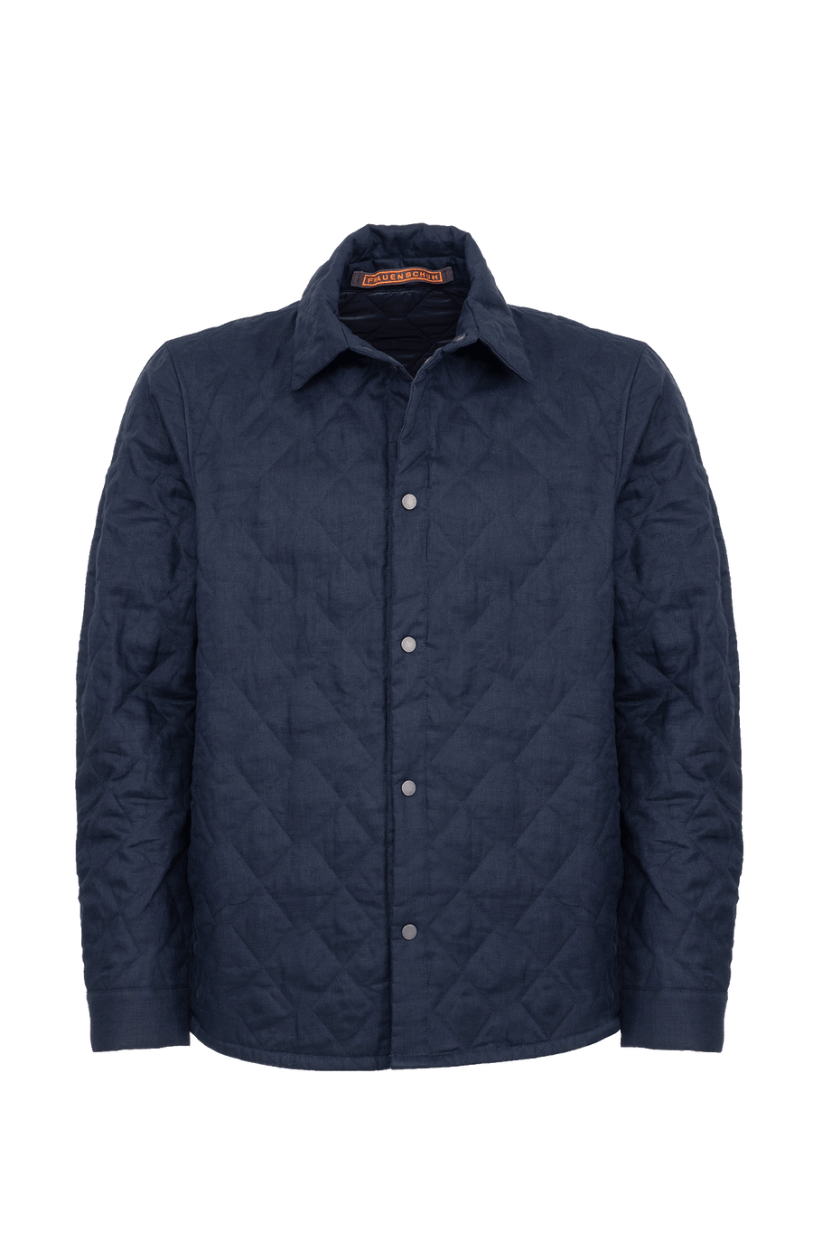 dunkelblaue Herren Leinen-Quilt Jacke von vorne