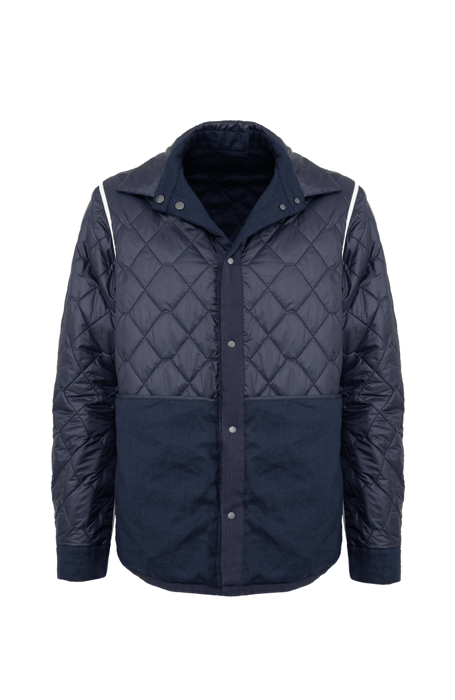 dunkelblaue Herren Leinen-Quilt Jacke gewendet