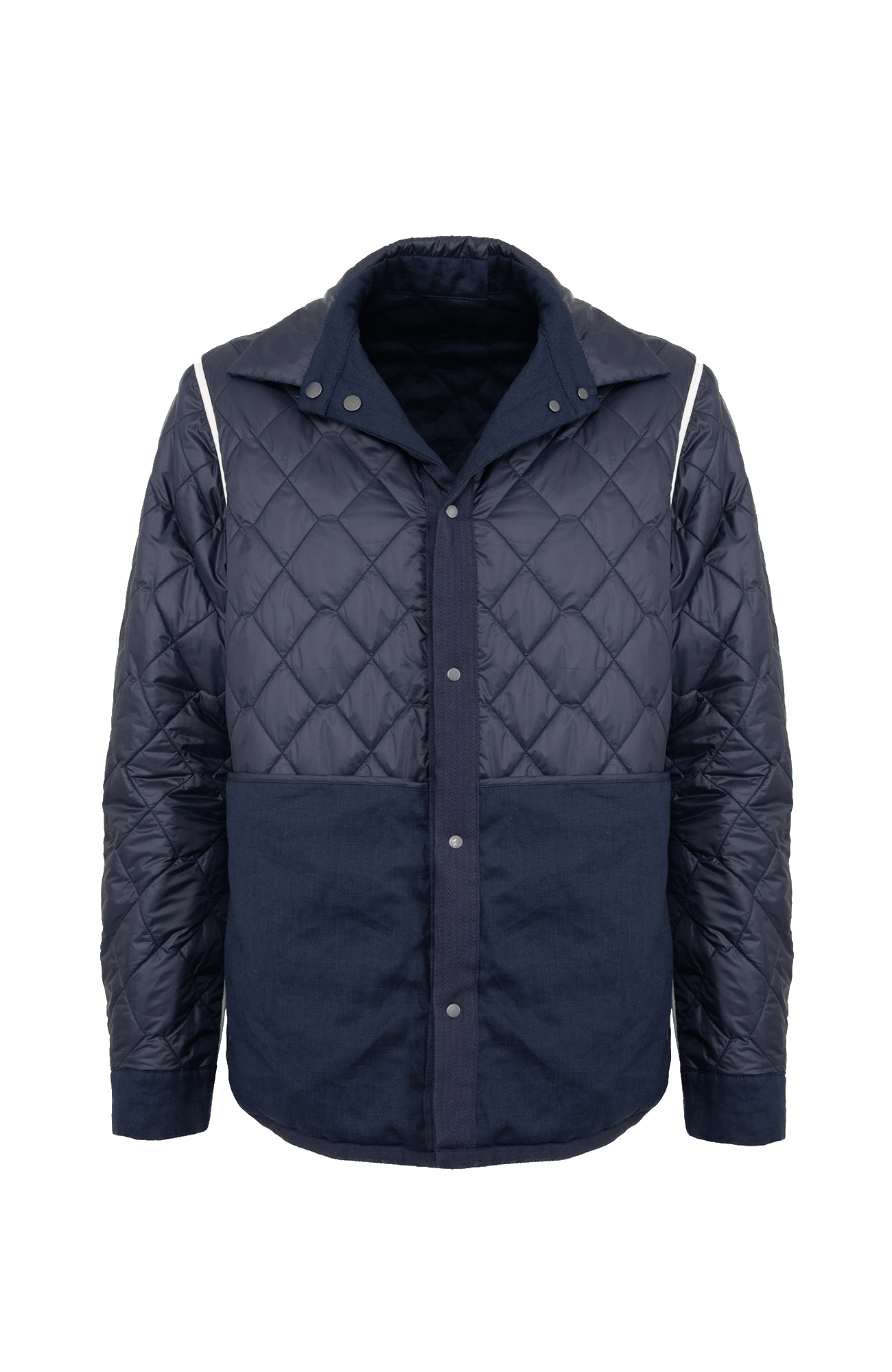 dunkelblaue Herren Leinen-Quilt Jacke gewendet