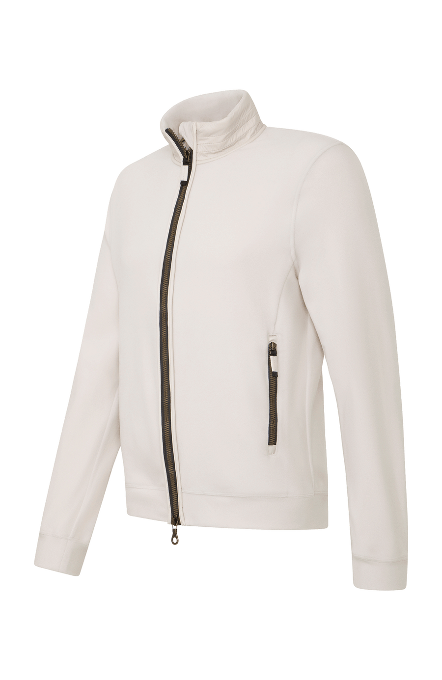 Herrenjacke „Oliver Biodegradable Fleece“ von Frauenschuh in einem hellen Beige-Ton. Die Jacke besteht aus biologisch abbaubarem Fleece-Material, das weich und nachhaltig wirkt. Sie hat einen sportlich-eleganten Schnitt mit hohem Stehkragen, einem durchgehenden Reißverschluss und zwei seitlichen Reißverschlusstaschen. Das Material zeigt eine feine, gleichmäßige Struktur und vermittelt einen hohen Tragekomfort. Die helle, natürliche Farbe und das schlichte Design machen die Jacke vielseitig kombinierbar 