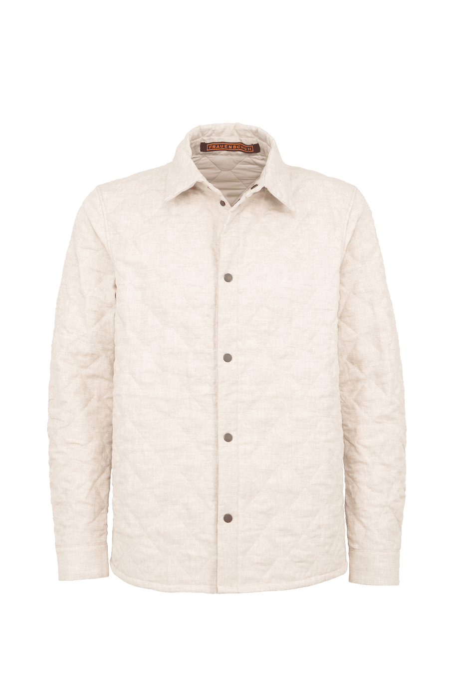 hellbeige Herren Leinen-Quilt Jacke von vorne