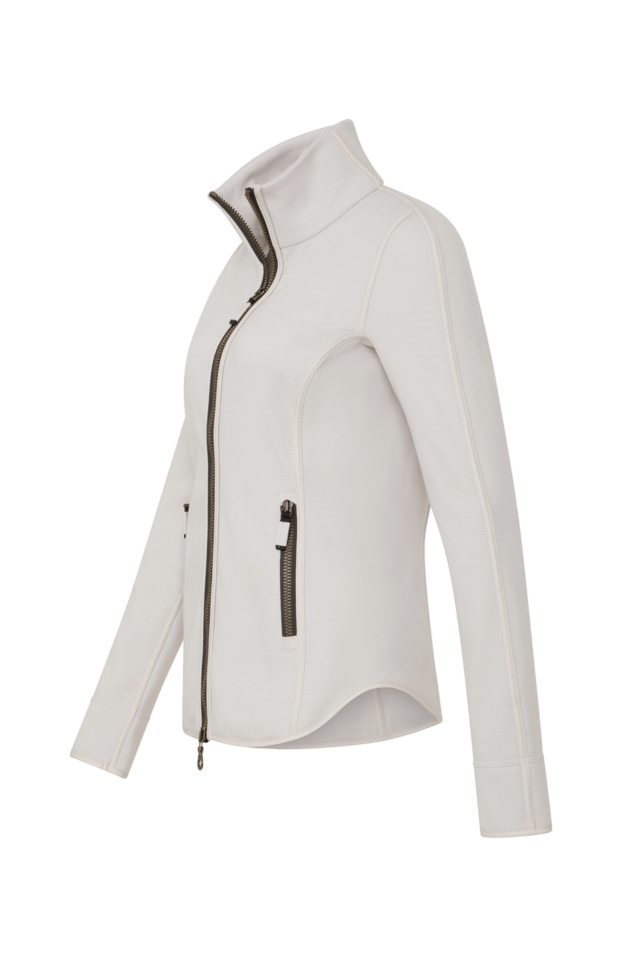 Frauenschuh Wera WP Sportjacke für Damen in Sandstone (weiß), nachhaltige Stretchjacke für Frühling, Sommer, Herbst und zum layern im Winter, atmungsaktiv und elastisch für optimale Bewegungsfreiheit. Ideal für Sport und Outdoor-Aktivitäten, mit femininer Passform, 2-Wege-Reißverschluss und praktischen Reißverschlusstaschen, seitlich höher geschnitten als vorne und hinten