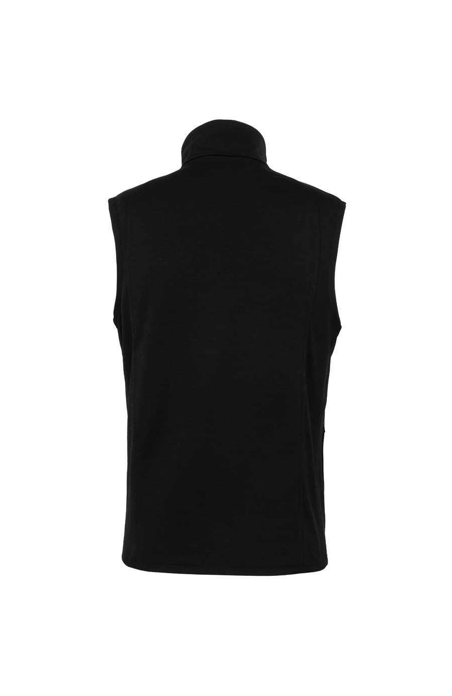 Rückansicht der Herren-Quiltweste „LucasMulti-QL“ in der Farbe Black; Rückenteil gefertigt aus elastischem, atmungsaktivem Wool Power Stretch in passender Farbnuance – sorgt für maximale Bewegungsfreiheit und Temperaturausgleich; die seitlichen und vorderen Partien bestehen aus rautenförmig gestepptem Nylon; ergonomisch geschnittener Rücken mit leicht taillierter Silhouette und flachen Nähten – eine komfortable Lösung für aktive Frühjahrs- und Sommerlooks mit Anspruch an Stil und Funktion