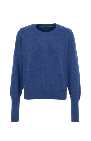 Cashmere Pullover mit Schulterpolster in dunkelblau von vorne