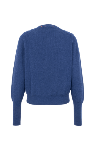 Cashmere Pullover  mit Schulterpolster in dunkelblau von hinten
